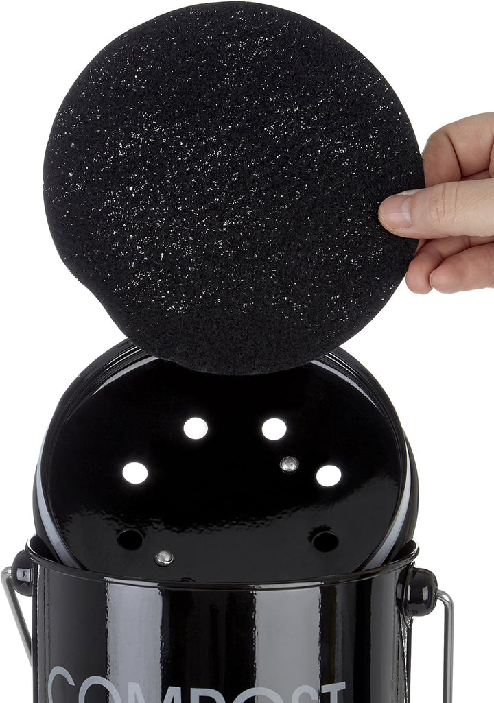 Premier Housewares 0510019 Komposteimer mit Tragegriff Ø14 x H22 cm, Schwarz, Schwarz