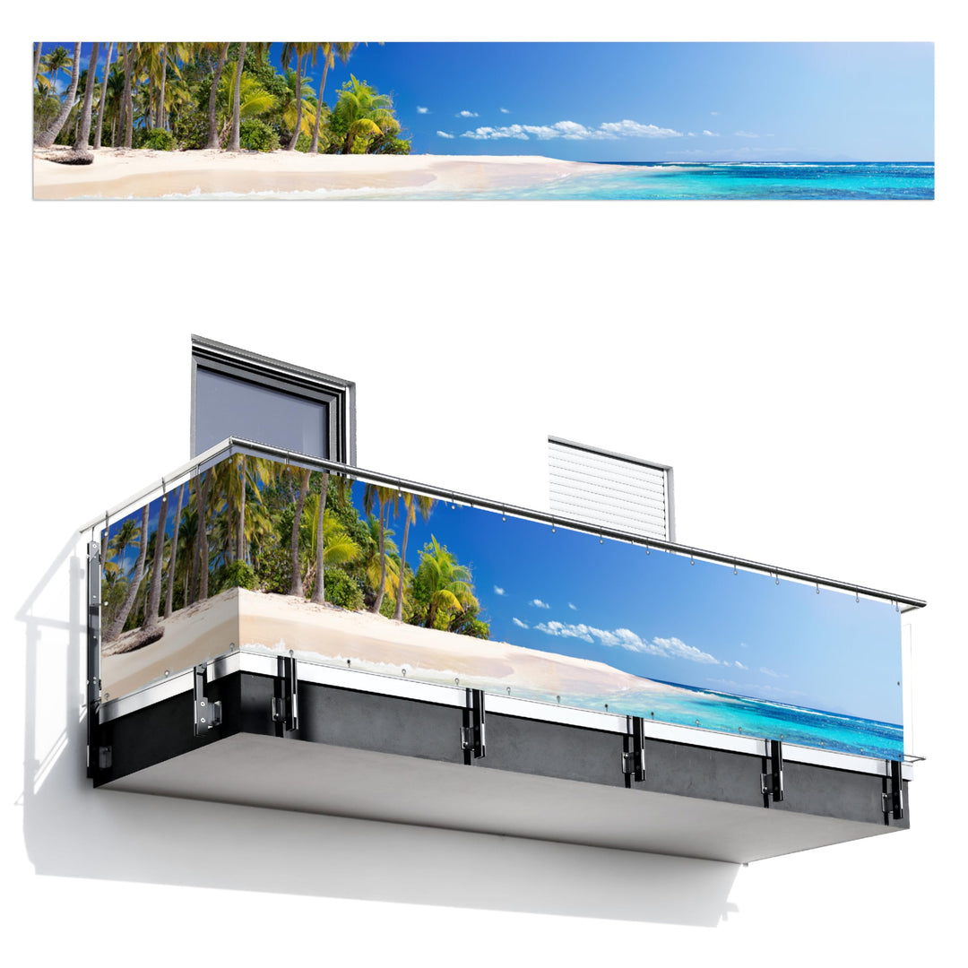 MuchoWow© Balkon Sichtschutz Einseitig Gross Terrassen Gartenzaun | 90x500 cm - Balkonfächer ohne bo