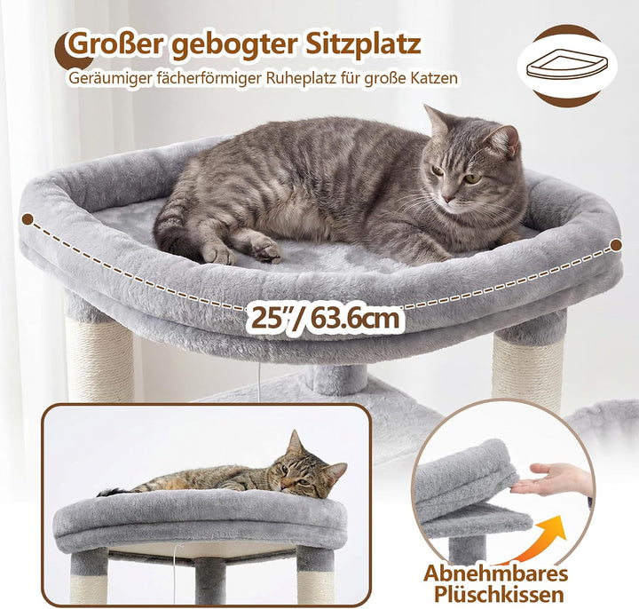Heybly 135cm Eck Katzenbaum für Grosse Katzen, Natursisal-Kratzstämme, platzsparendes Eckdesign, fäc