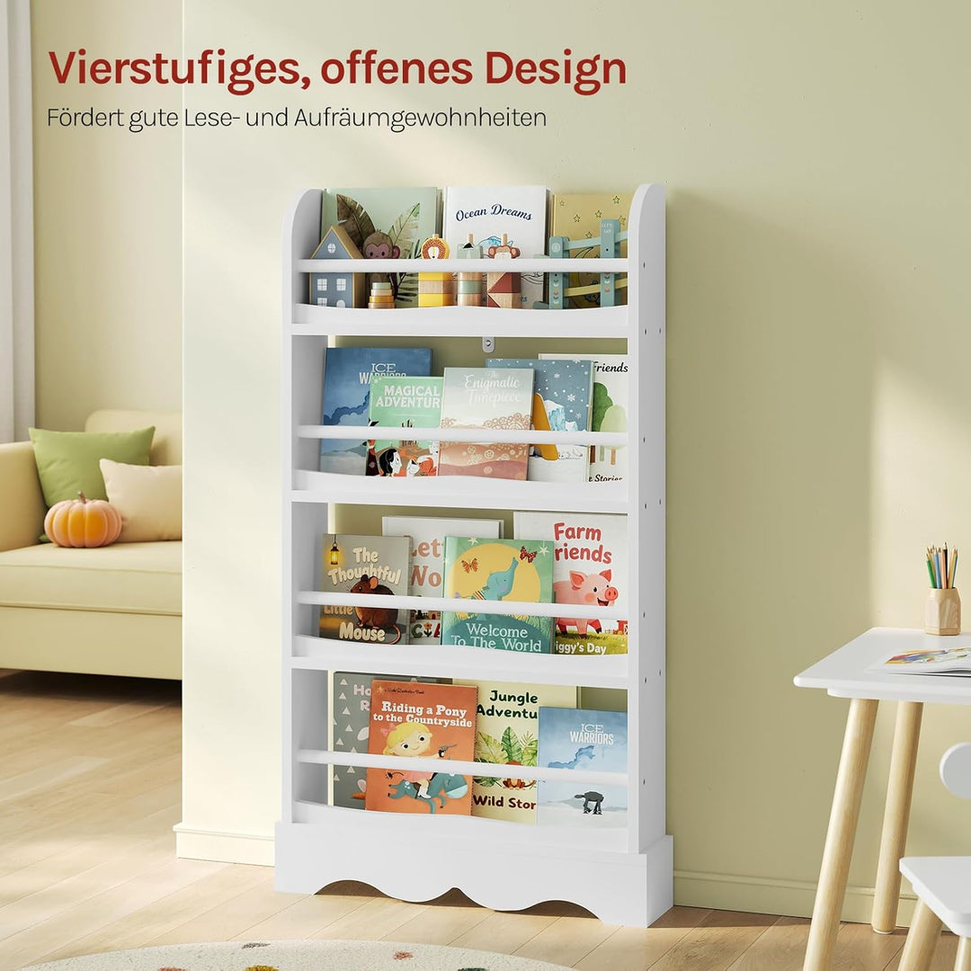WOLTU Bücherregal Kinder, Kinderregal mit 4 Ebenen, Aufbewahrungsregal für Bücher Spielzeug, Regal f