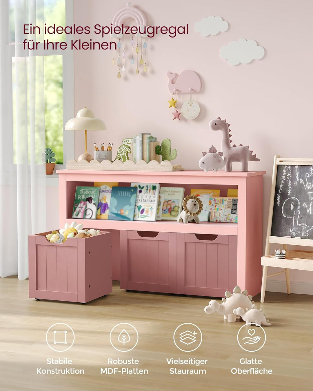 VASAGLE Kinderregal, Spielzeugaufbewahrung für Kinder, Aufbewahrungsschrank, Spielzeugschrank, Aufbe