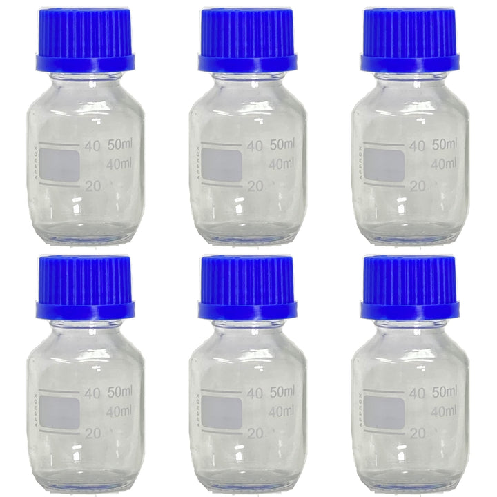 Karter Scientific Glasflaschen mit GL45-Schraubverschluss, Borosilikat, 50 ml, 6 Stück 50ML Pack Of