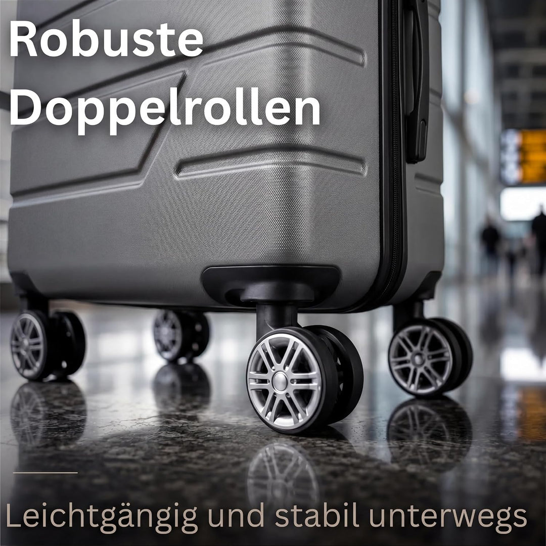 NOWI Bergamo Reisekoffer - Wasserabweisend, 8 Rollen 360° Drehbar, Teleskopgestänge, Voll gefütterte