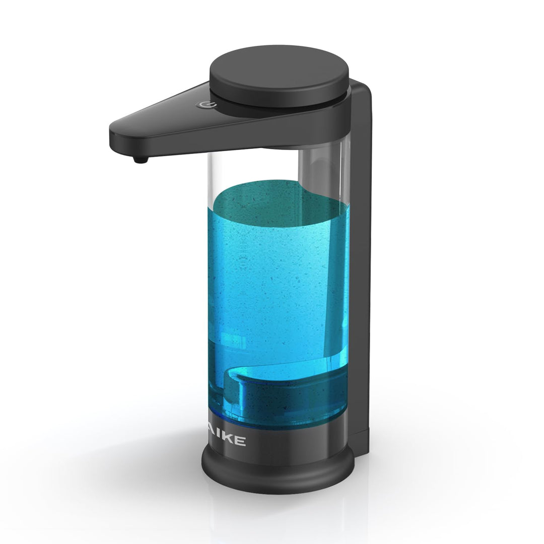 AIKE Automatischer Seifenspender mit Infrarotsensor 500ml, Schwarz Wandmontierter Automatischer Seif