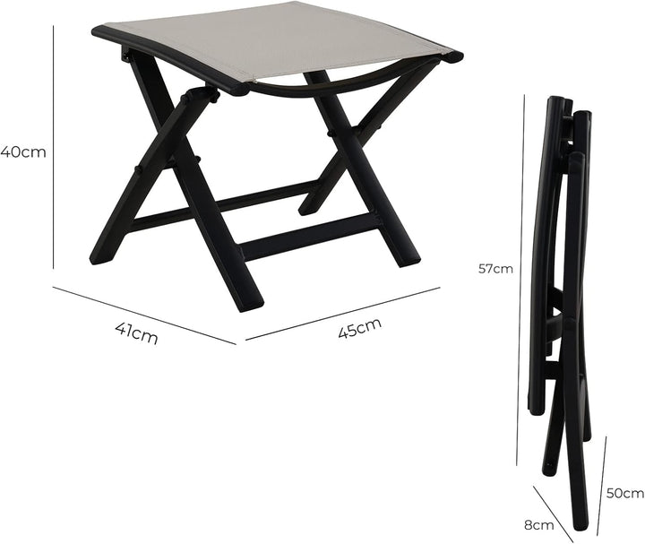 Grand patio Fusshocker Klapphocker für den Aussenbereich, Sitzhocker Gartenhocker aus Aluminium und