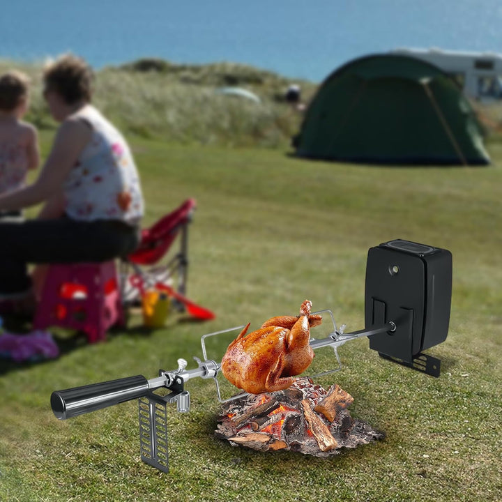 Elektrischer Grillspiess mit Motor Drehspiess Grill Elektrisch Edelstahl Rotisserie Grillspiess Elek