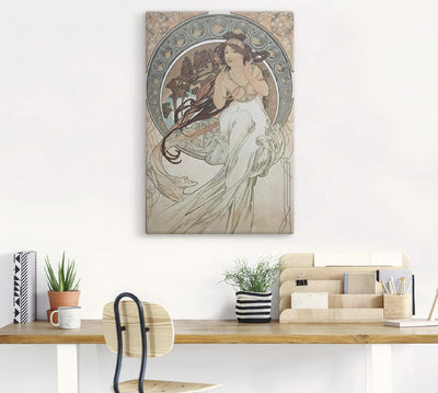 ARTland Leinwandbild Wandbild Bild auf Leinwand 40x60 cm Wanddeko Frau Kleid Ornamente Vier Künste D