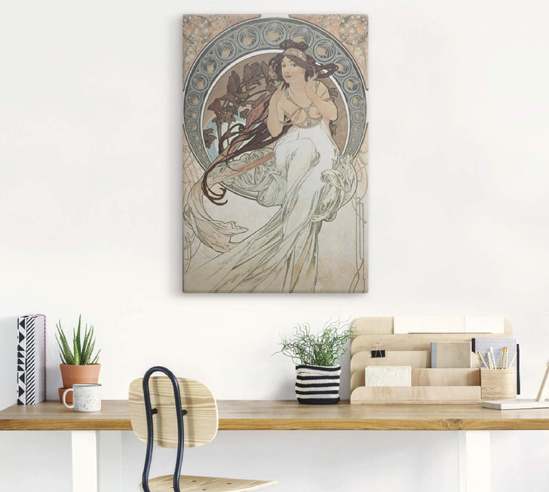 ARTland Leinwandbild Wandbild Bild auf Leinwand 40x60 cm Wanddeko Frau Kleid Ornamente Vier Künste D