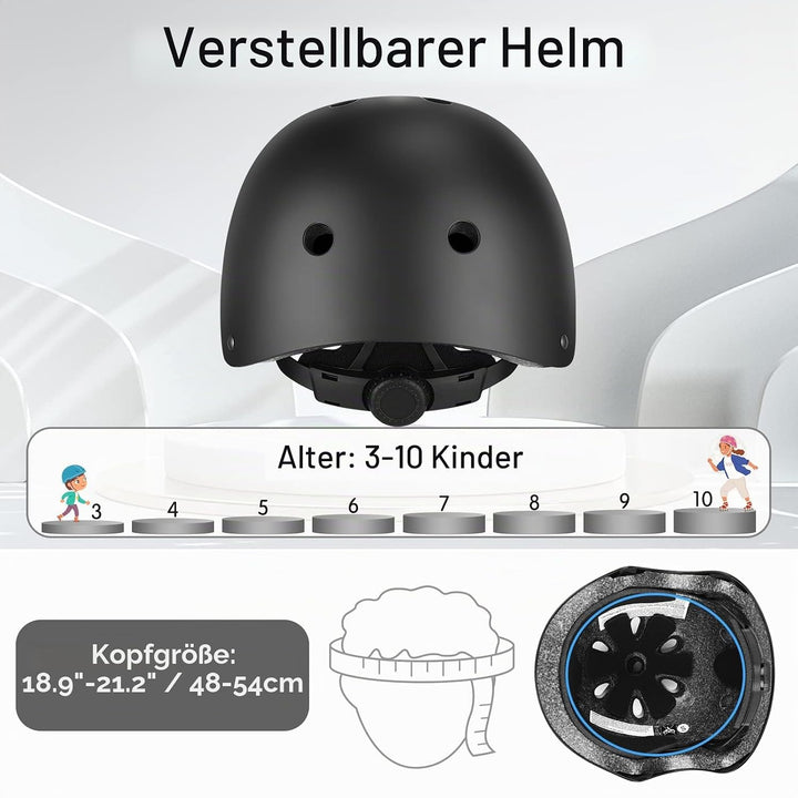 WayEee Knieschoner Kinder mit Helm, Schonerset Kinder 3-10 Jahre, Knieschützer Inliner Kinder Schutz