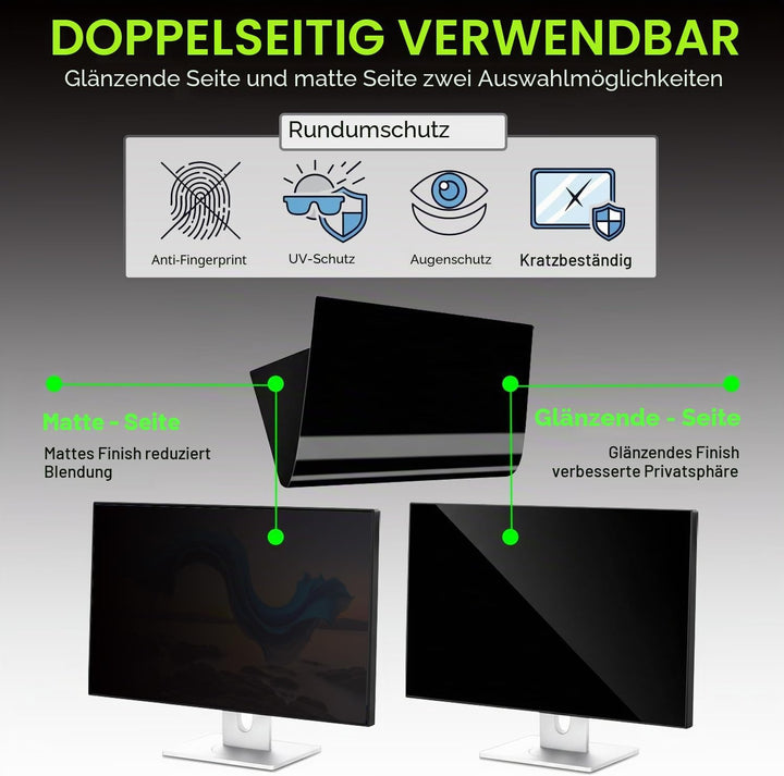 2 Stück Sichtschutzfolie für 27 Zoll 16:9 (59.7x33.6cm) Monitor - Blaulichtfilter &amp; Blendschutz, Abn