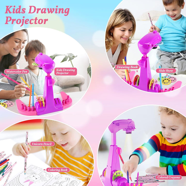 Purple Mädchen Spielzeug Zeichenprojektor für Kinder mit 72 Motiven Mädchen Geschenke Kinder Projekt