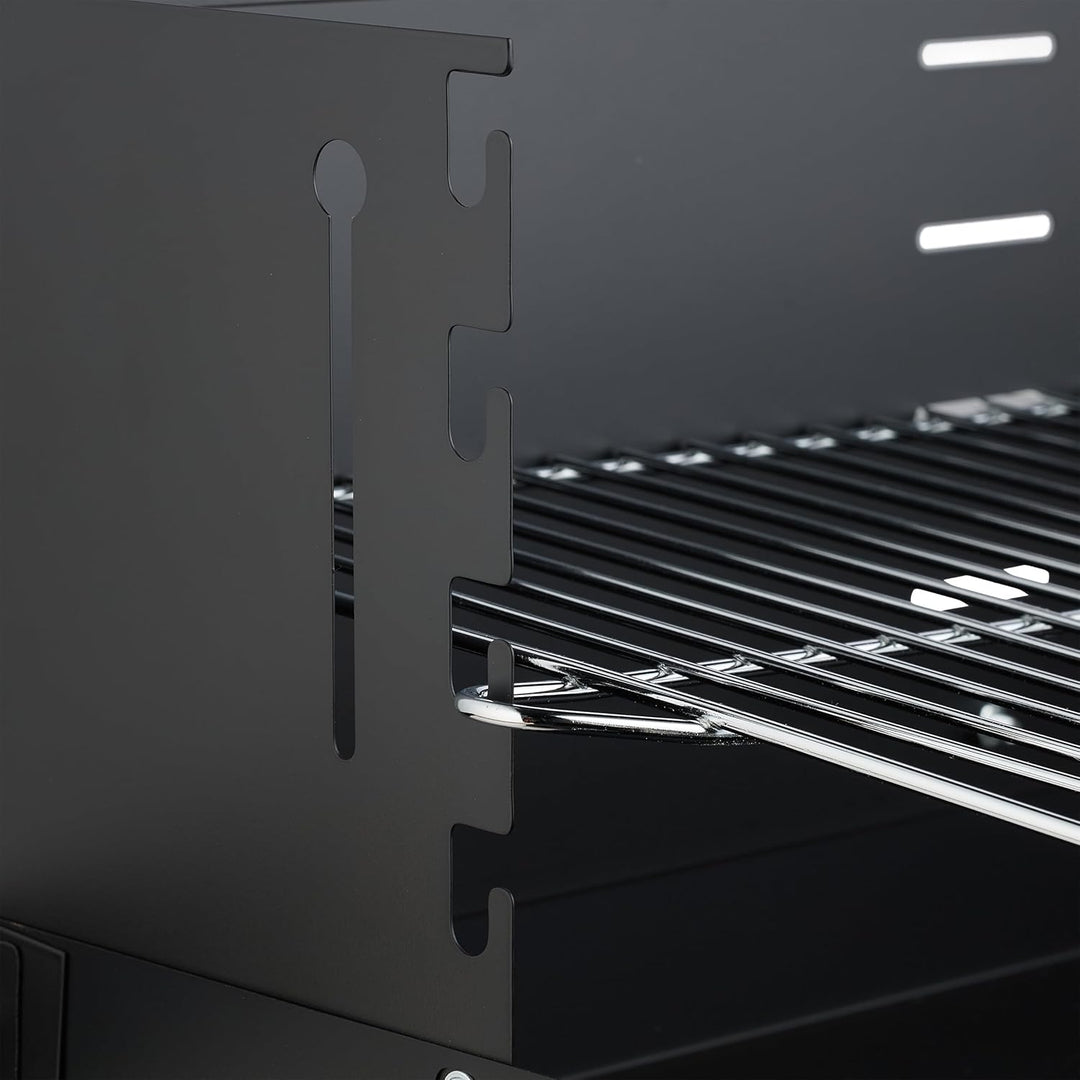 Relaxdays Grill mit Rädern, 2 Ablagen, höhenverstellbarer Rost, Windschutz, Grillwagen HBT: 80,5 x 8
