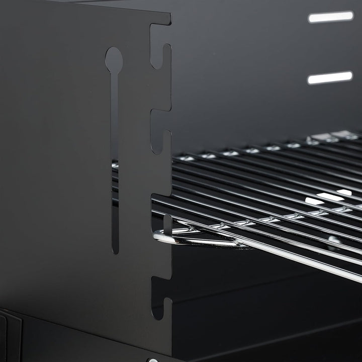 Relaxdays Grill mit Rädern, 2 Ablagen, höhenverstellbarer Rost, Windschutz, Grillwagen HBT: 80,5 x 8