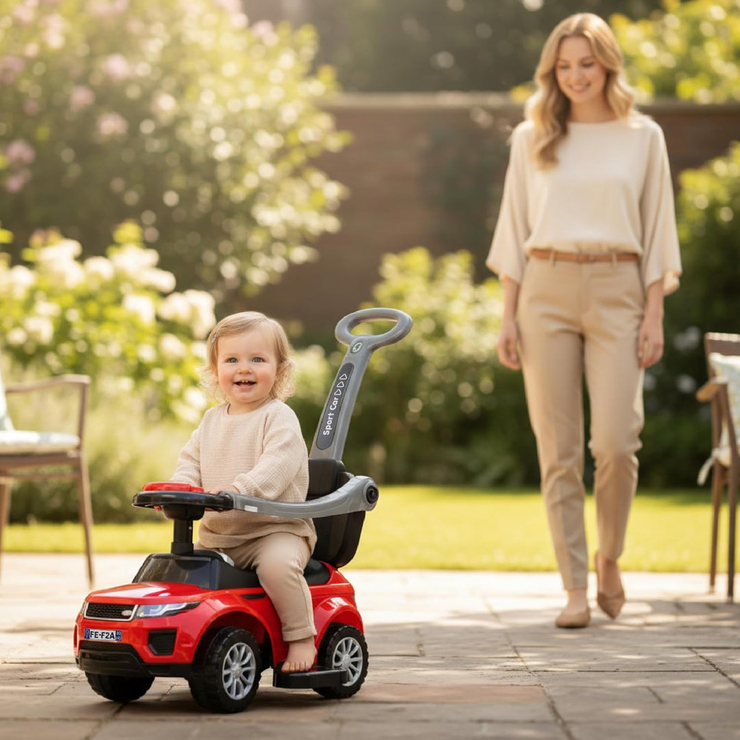 4in1 Kinderauto Rutschauto ab 2 Jahre und Schiebeauto mit Hupe und Musik, Rutschauto mit Stauraum un