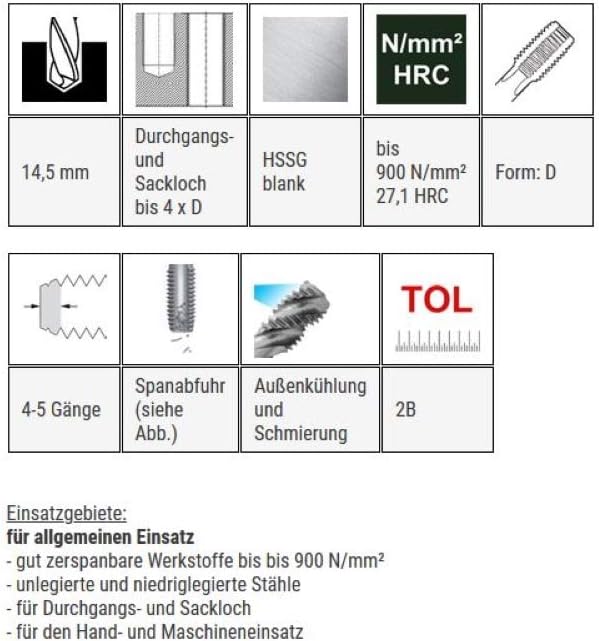 BAER HSSG Einschnittgewindebohrer Form D - UNF 5/8 x 18 - Gewindeschneider - Gewindebohrer - Gewinde