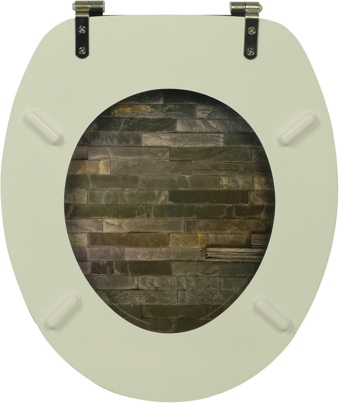 sanicomfort WC Sitz Bricks, MDF Holzkern, ohne Absenkautomatik, Toilettensitz mit Klodecken, Klobril
