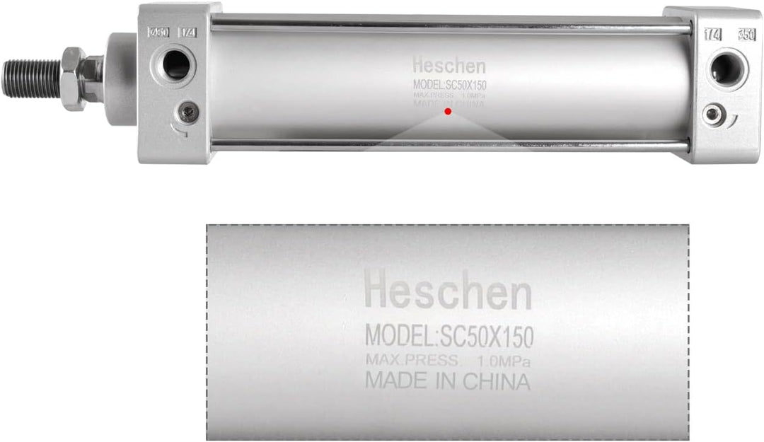 Heschen Pneumatischer Standard-Luftdruckzylinder, SC 50-150, PT1/4 Anschluss, 50mm Bohrung, 150mm Hu