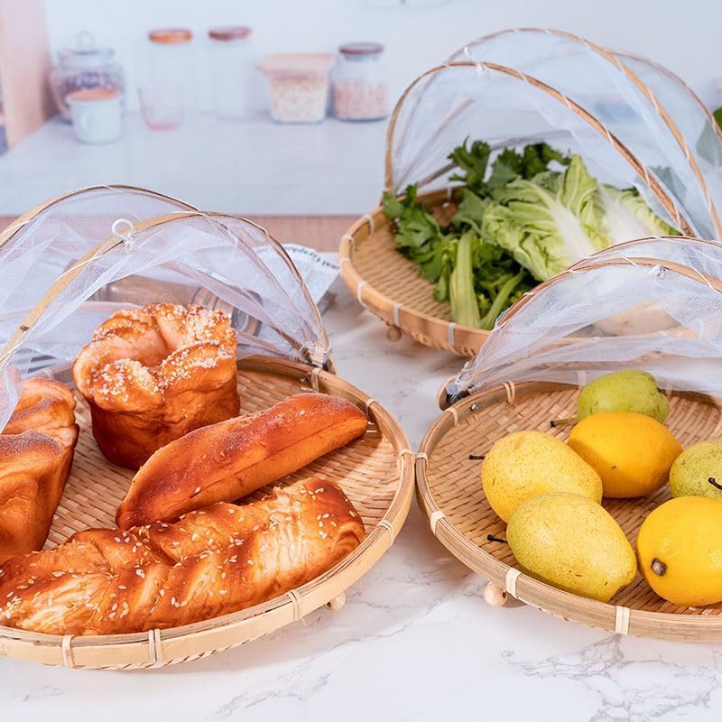 SZETOSY Zelt-Korb - Lebensmittel-Servierkorb, Netzkorb, handgewebt, für Picknick, Lebensmittelabdeck