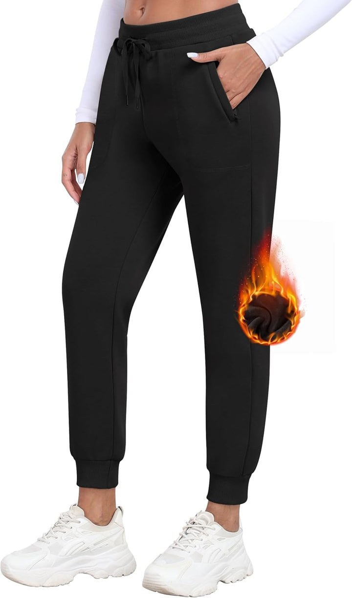 MoFiz Jogginghose Damen Thermohose Mikrofleece Sporthose Atmungsaktiv Waterproof Sweatpants mit Reis