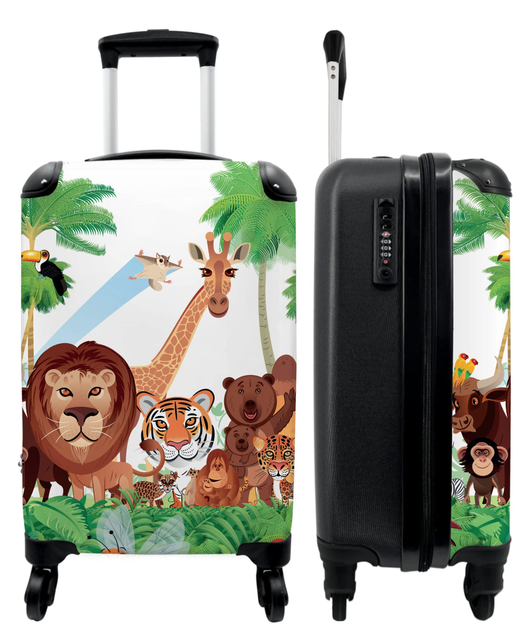NoBoringSuitcases.com® Kinder Reisekoffer Koffer fürs Handgepäck Trolli Geschenke - Tiger - Dschunge
