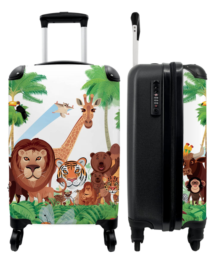 NoBoringSuitcases.com® Kinder Reisekoffer Koffer fürs Handgepäck Trolli Geschenke - Tiger - Dschunge