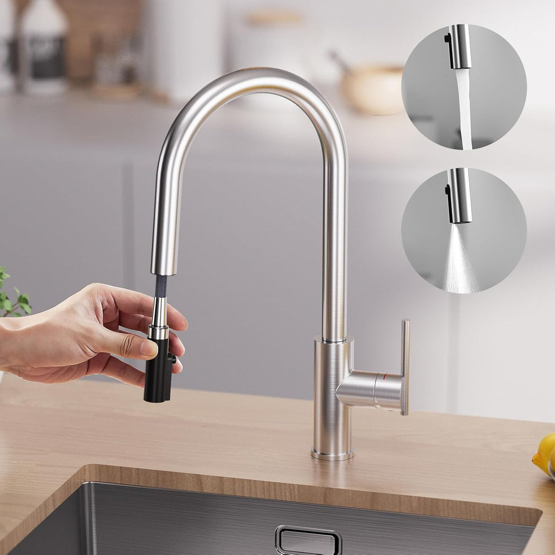 CECIPA Wasserhahn Küche Ausziehbar, Hochdruck Küchenarmatur mit Kehrspray Wasserstrahlarten, Küche M