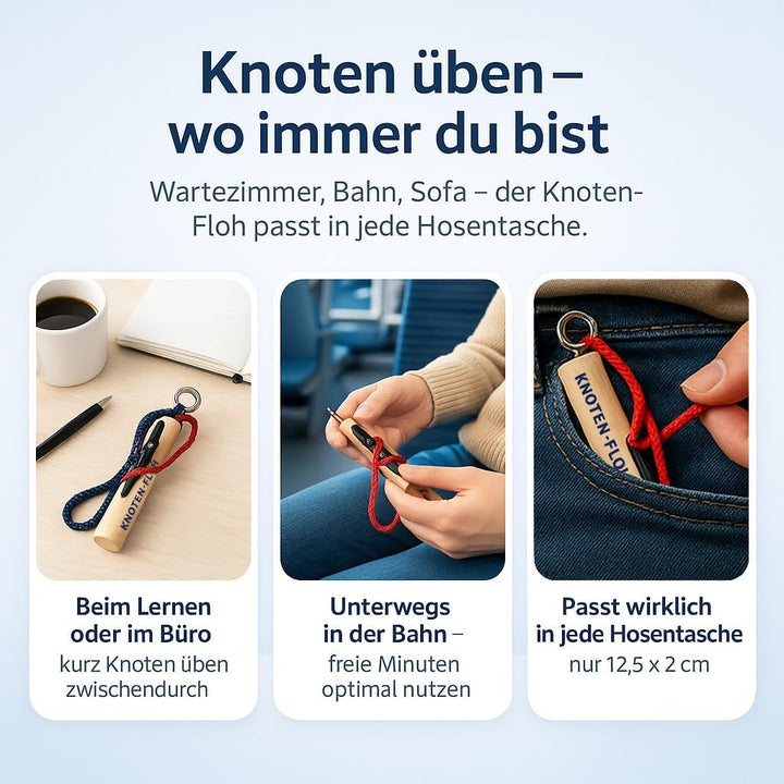 Knoten Übungsset Knoten Lernen für SBF See Bootsführerschein & Feuerwehr, Knotenübungsgerät inkl. Kn