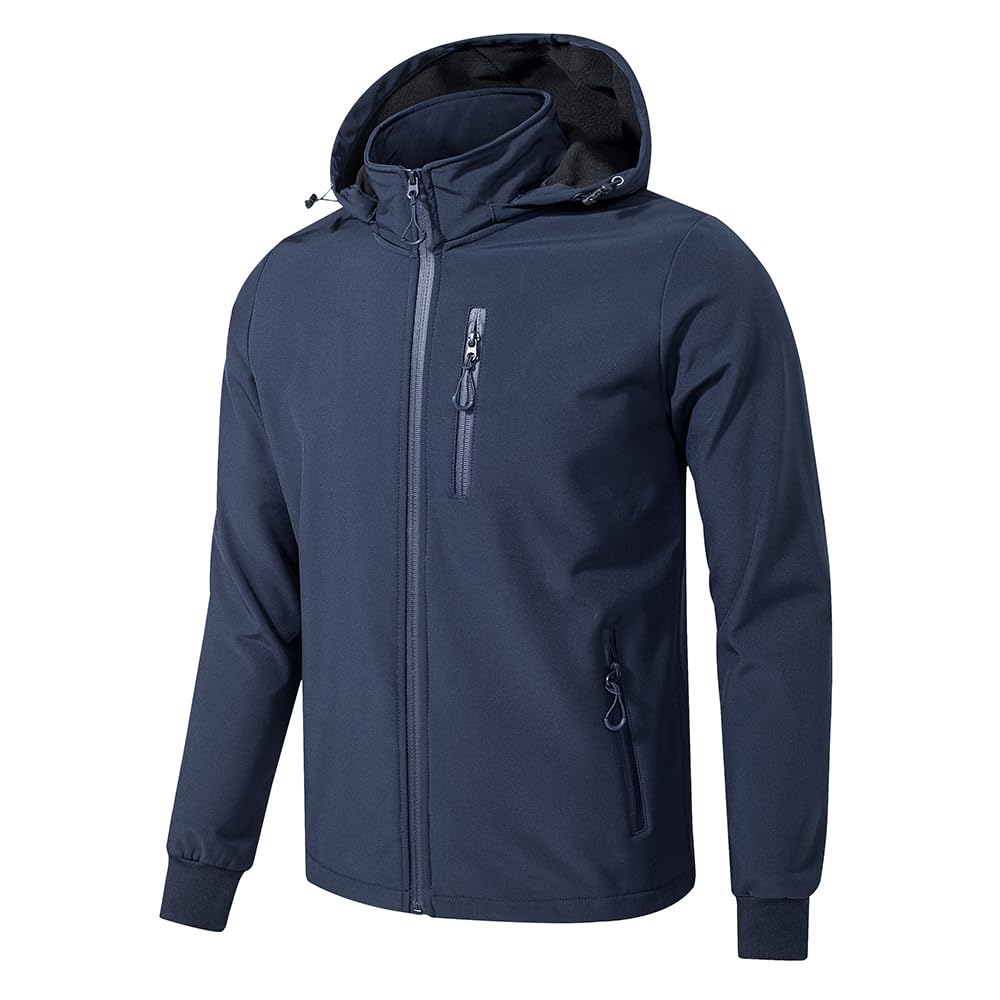 TONY BACKER Herren-Winterjacke, Softshelljacke, wasserdicht, winddicht, mit Kapuze, warme Jacke für