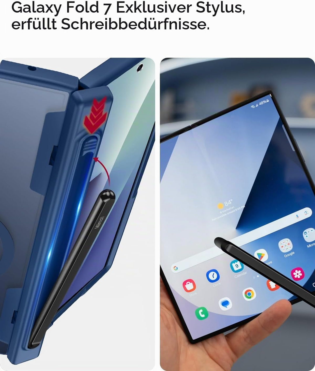 Miimall Kompatibel mit Samsung Galaxy Z Fold 7 Hülle Mag-Safe mit S-Pen, HD Displayschutz &amp; Scharnie