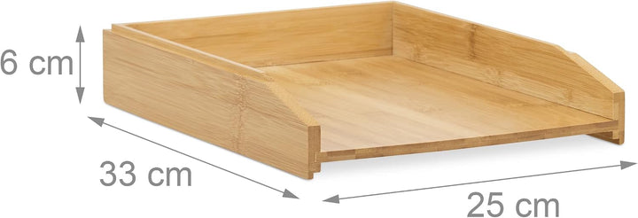 Relaxdays, Natur Dokumentenablage, stapelbar, DIN A4 Papier, Büro, Schreibtisch, Briefablage aus Bam