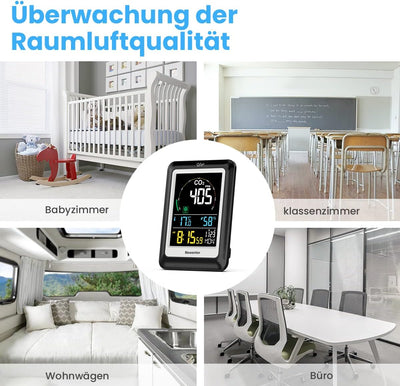 Newentor CO2 Messgerät, 4 CO2-Konzentrationsstufen mit Alarm und Lüftungsempfehlungen, Batteriebetri