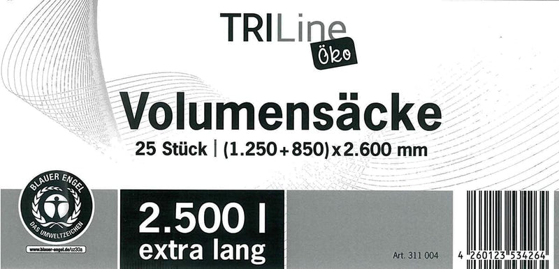 inapa Müllsack/Abfallsack Triline Öko: 2500l, transparent – ✓extra reissfest ✓extra lang ✓100% recyc