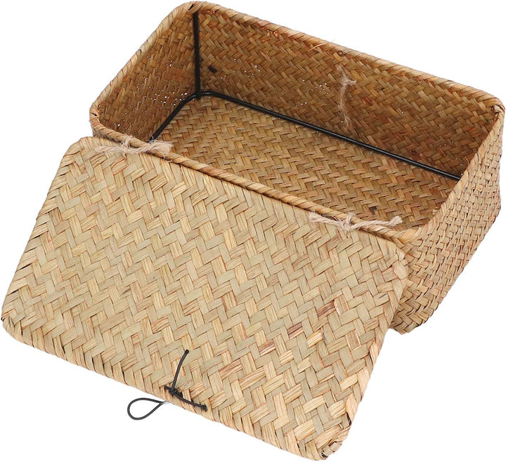 Aufbewahrungskorb aus Natürlichem Seegras, Gewebt, Rechteckig, Regal, Korb, Schreibtisch-Organizer m
