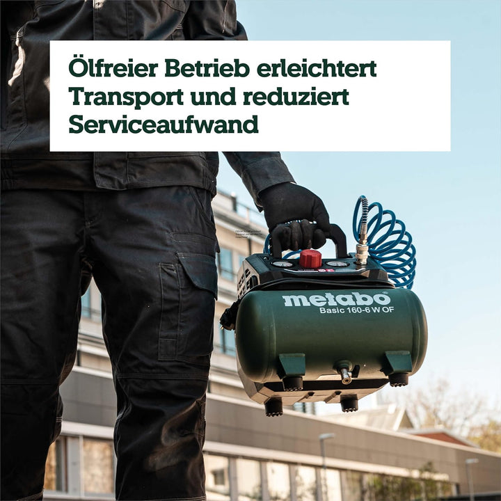Metabo Kompressor Basic 160-6 W OF (Kessel 6 l, Max. Druck 8 bar, Ansaugleistung 160 l/min, Füllleis