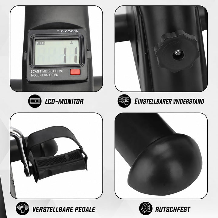 Pedaltrainer Büro und Zuhause, leise, LCD-Display, TÜV/GS, Schwarz