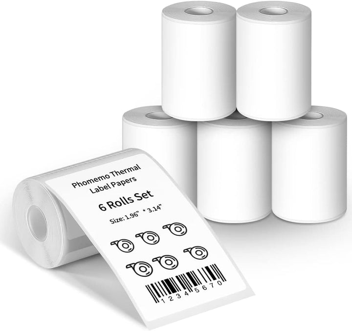 Phomemo 6 Rollen Etikettenpapier für Etikettendrucker, 1.96''*3.14''(50x30mm) Thermodrucker Etikette