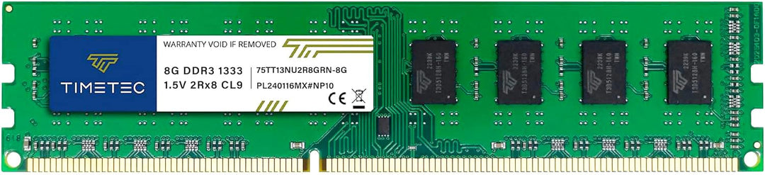 Timetec 8 GB DDR3 1333 MHz PC3-10600 Non-ECC Ungepuffert 1,5 V CL9 2Rx8 Dual Rank 240 Pin UDIMM Desk