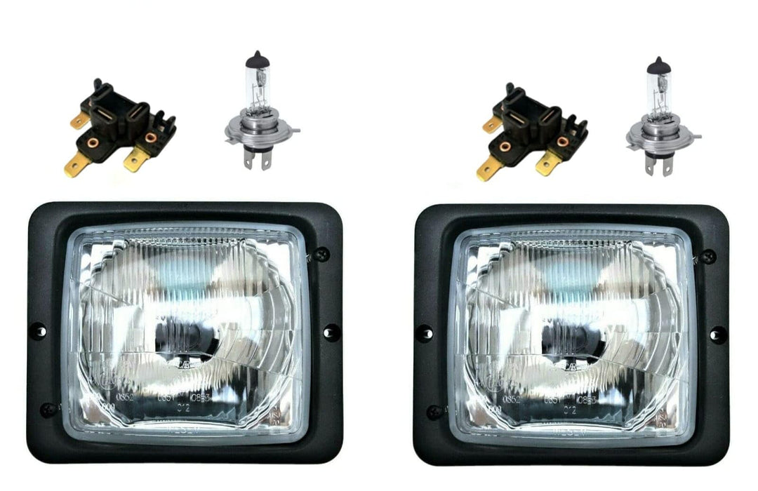 Mlx MelTruck 2x H4 Scheinwerfer mit Fernlicht Abblendlicht mit Steckern und Glühbirnen 12V