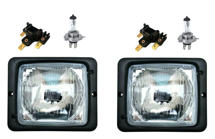 Mlx MelTruck 2x H4 Scheinwerfer mit Fernlicht Abblendlicht mit Steckern und Glühbirnen 12V