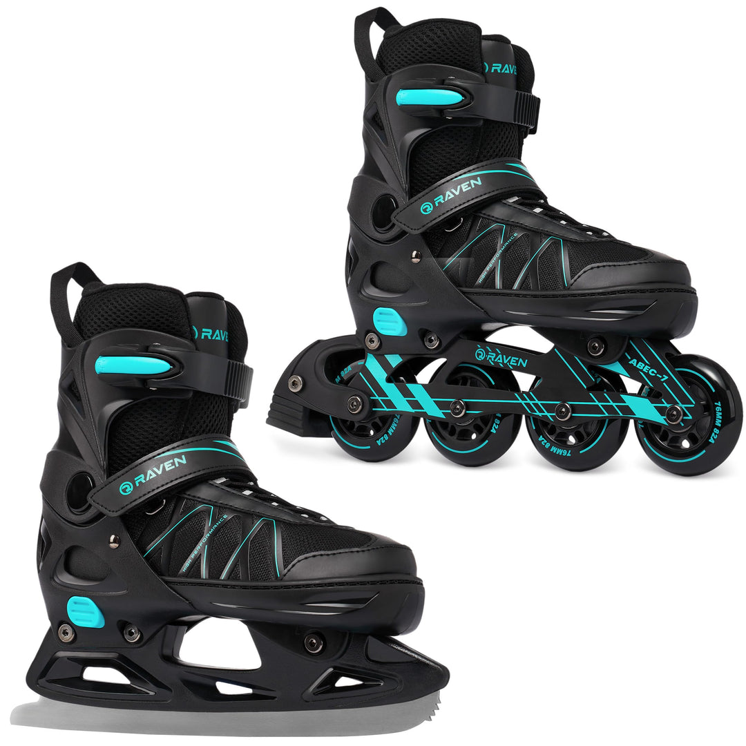 RAVEN Expert 2in1 Schlittschuhe Hockey Inline Skates Inliner für Kinder und Erwachsene verstellbar,