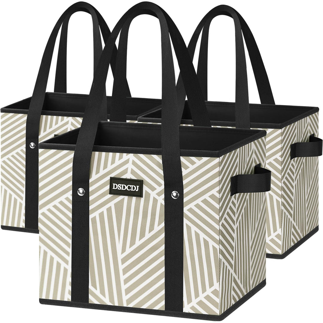 Einkaufskorb Faltbar 3er Pack – Einkaufstasche Stabil mit Henkel und verstärktem Boden – Ideale Korb