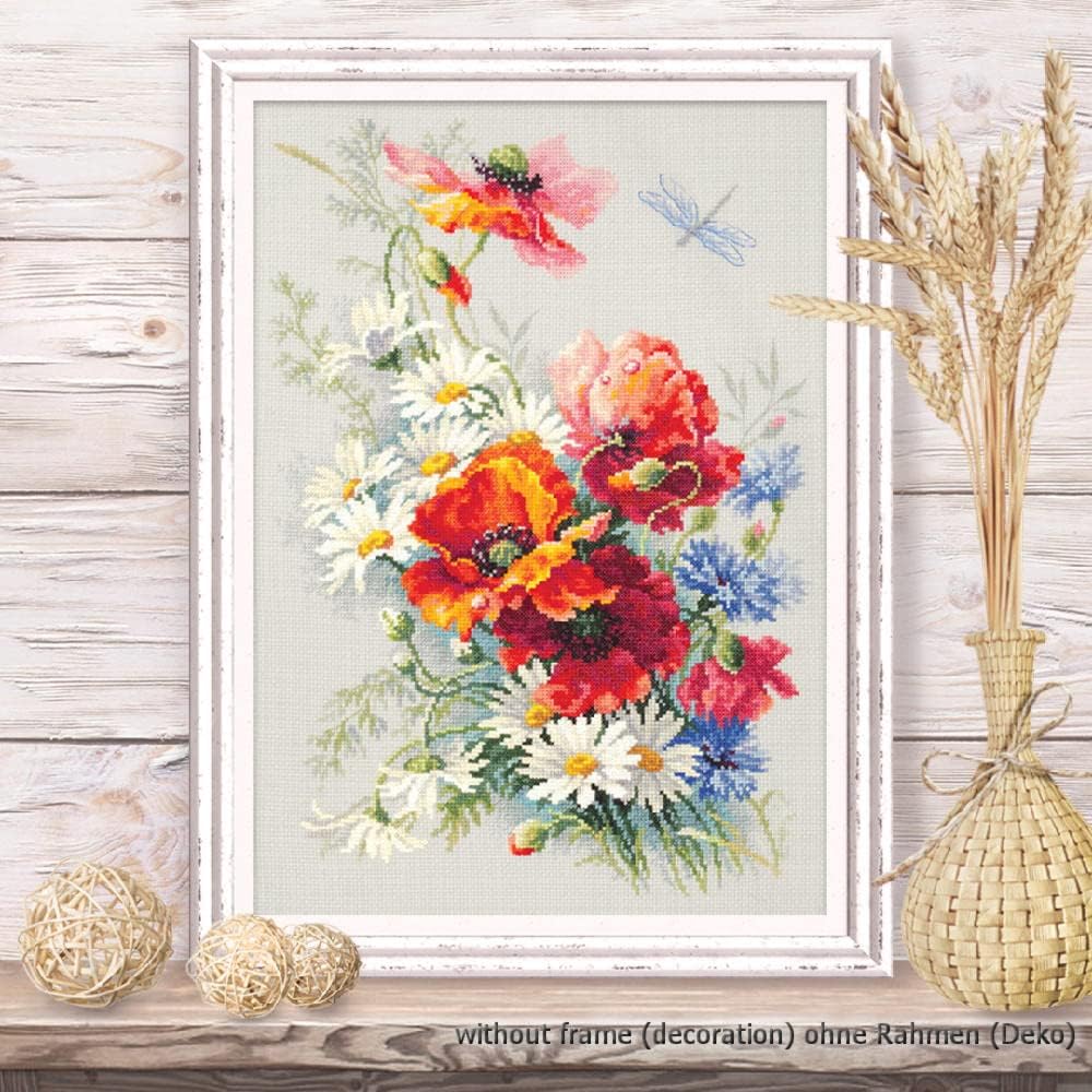 Magic Needle 100-061 ZW Mohn und Gänseblümchen Kreuzstichset mit Zählmuster Zweigart Edition, Baumwo