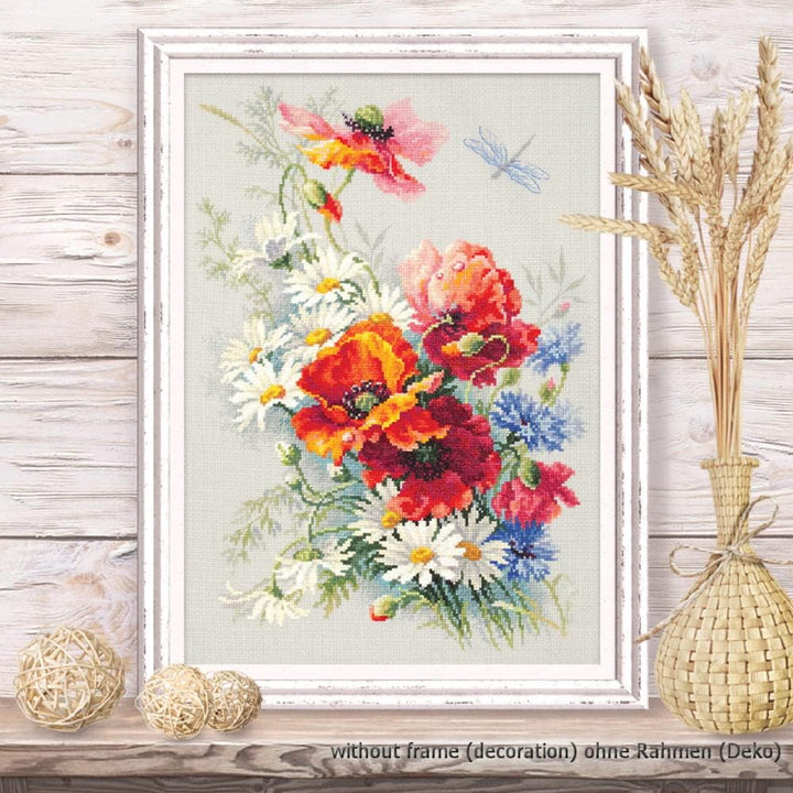 Magic Needle 100-061 ZW Mohn und Gänseblümchen Kreuzstichset mit Zählmuster Zweigart Edition, Baumwo