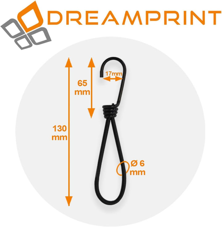 Expanderschlinge mit Haken Schwarz 6 mm 13 cm 25, 13 cm 25
