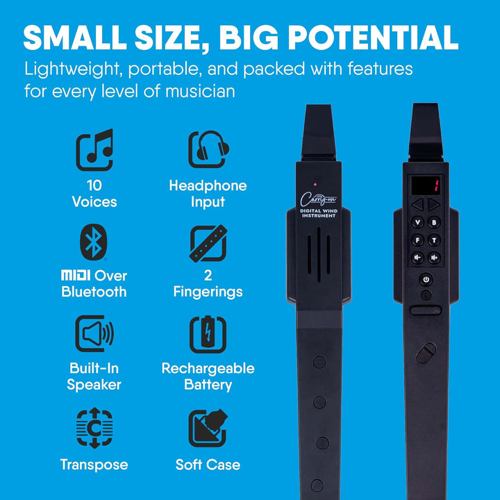 Carry-on by Blackstar Digitales Blasinstrument Schwarz - 10 Stimmen, integrierter, wiederaufladbarer