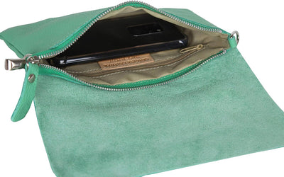 AmbraModa GLX11 - Damen Umhängetasche, Clutch, Handytasche aus echtem Leder mit abnehmbarem und vers