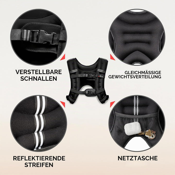 Amstaff Fitness Gewichtsweste – Gewichtsweste für Laufen, Krafttraining und Muskelaufbau, mit reflek