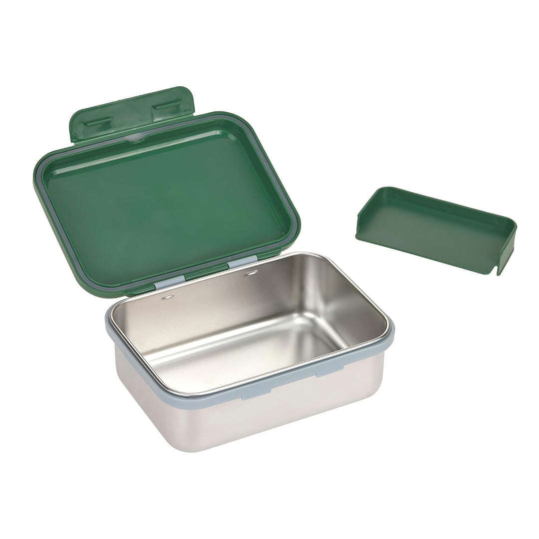 LÄSSIG Kinder Brotdose Edelstahl Lunchbox mit Trennwand Happy Fruits Lemon | Für Kindergarten und Sc