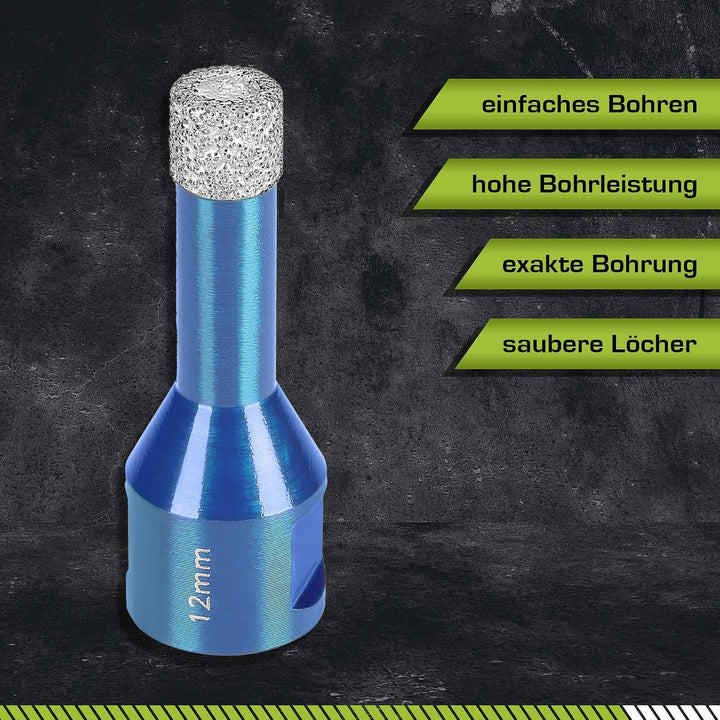 Profi Fliesenbohrer 12mm x M14 - Diamantbohrer für harte Fliesen, Feinsteinzeug uvm. Diamantbohrkron