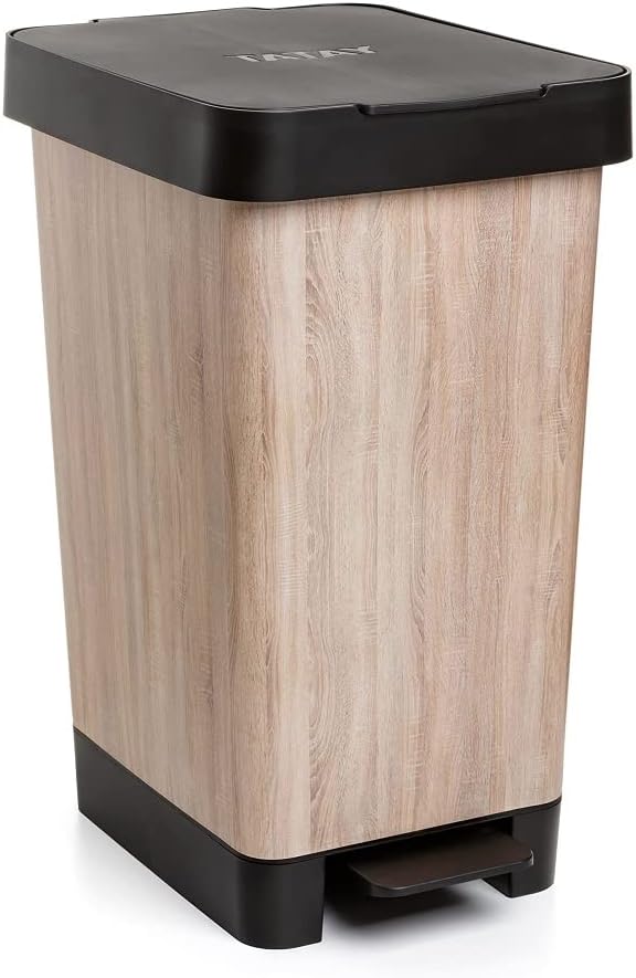 TATAY Mülleimer Küche Smart, 25L Fassungsvermögen, Einziehbares Pedal, Polypropylen, BPA-frei, 30L M
